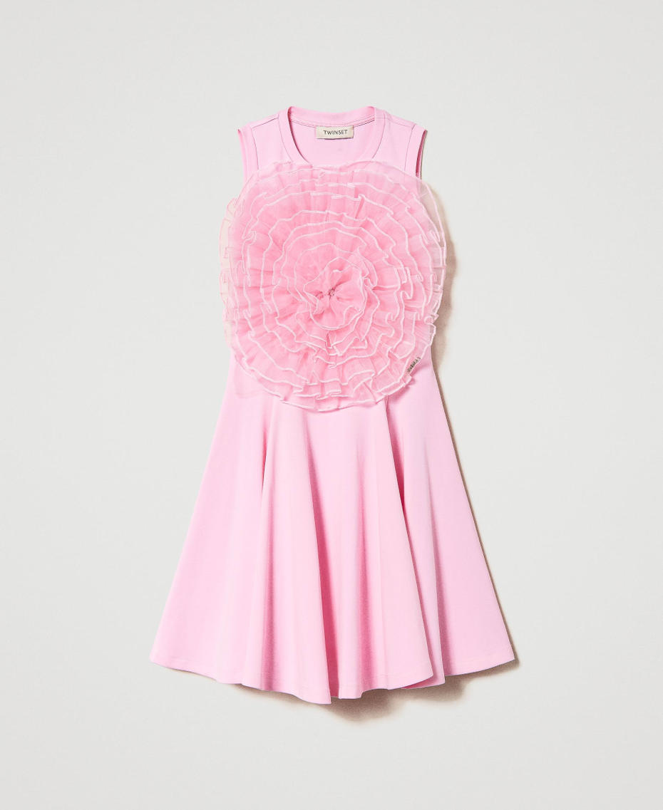 Kurzes Kleid mit Organzarose Bonbonrosa Mädchen 241GJ2Q60-0S