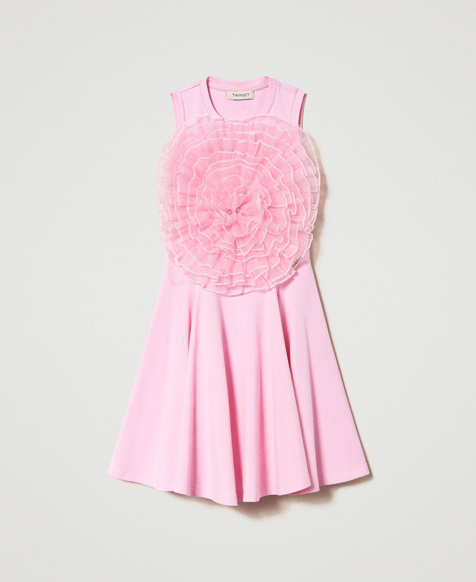 Short dress with organza rose