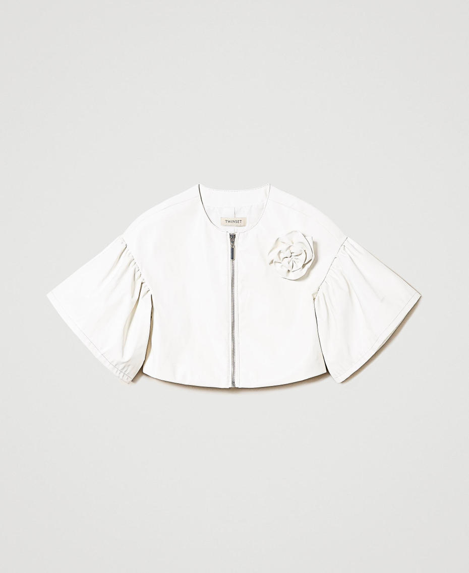 Blouson effet cuir avec fleur