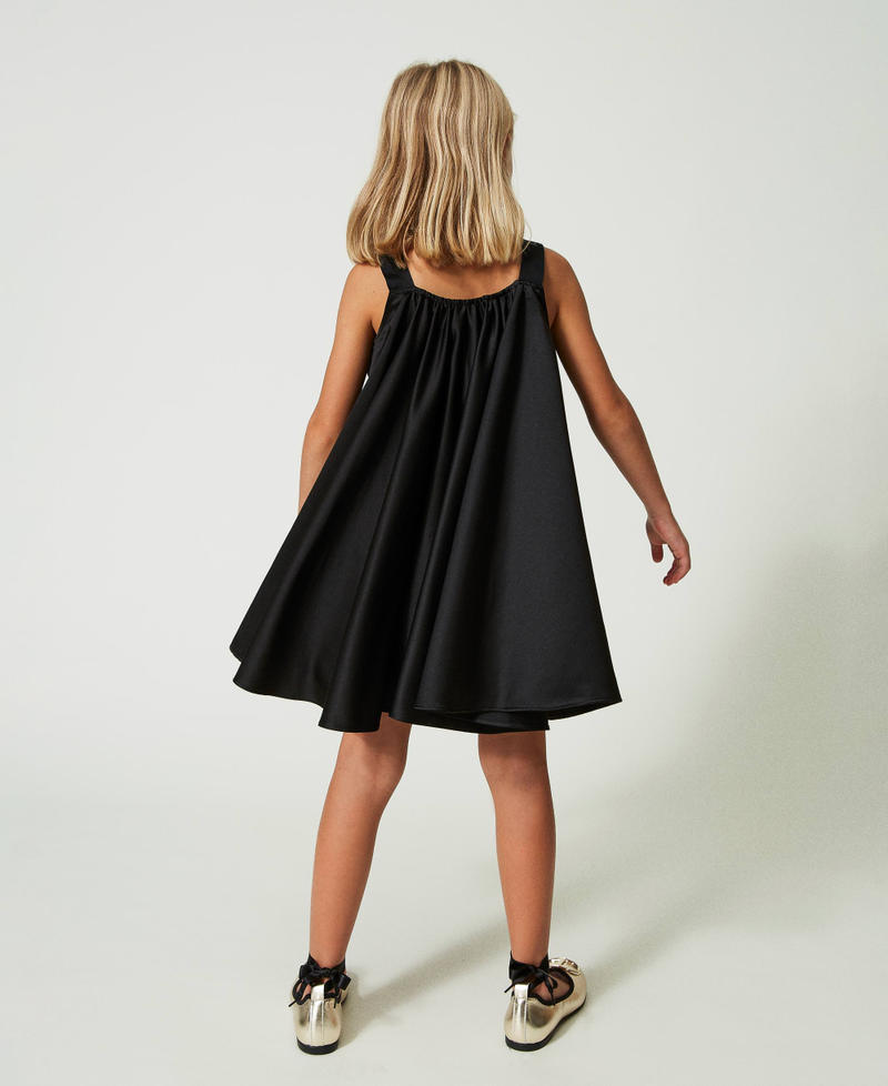 Short satin dress with bow Black Girl 241GJ2Q90-03