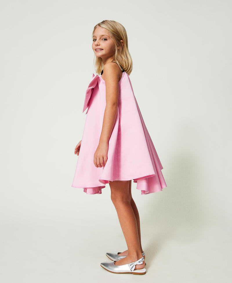 Abito corto in raso con fiocco Rosa "Bonbon" Bambina 241GJ2Q90_11273_02
