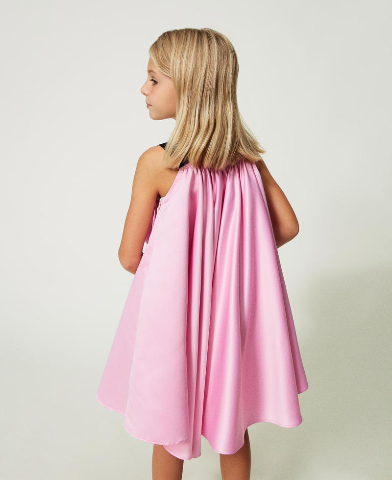 Abito corto in raso con fiocco Rosa "Bonbon" Bambina 241GJ2Q90_11273_03