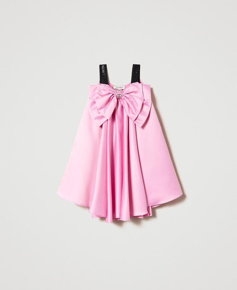 Abito corto in raso con fiocco Rosa "Bonbon" Bambina 241GJ2Q90_11273_S0