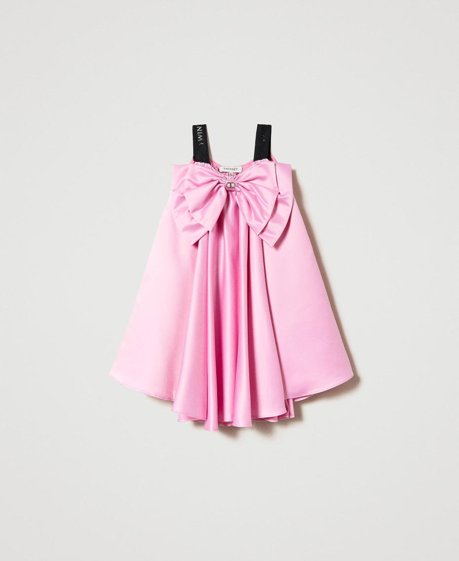 Abito corto in raso con fiocco Rosa "Bonbon" Bambina 241GJ2Q90_11273_S0