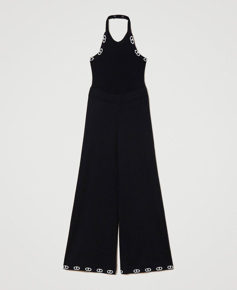 Strick-Jumpsuit mit Jacquardlogos