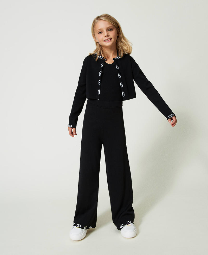 Knitted jumpsuits with jacquard logo Two-tone Black / "Lucent White” Girl 241GJ3012-0T