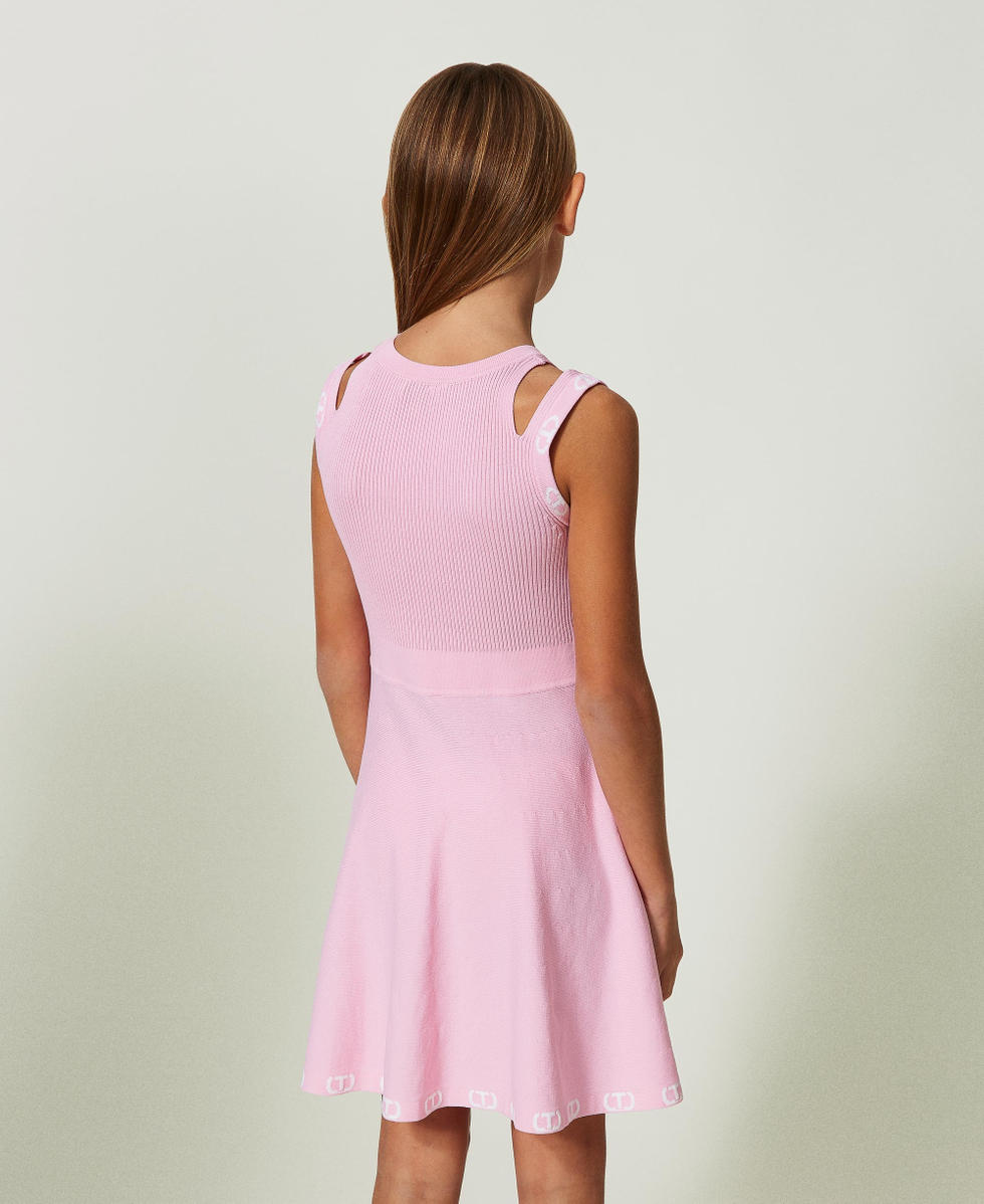Robe courte avec logo jacquard Bicolore Rose &laquo;&thinsp;Bonbon&thinsp;&raquo;/Blanc &laquo;&nbsp;Lucent White&nbsp;&raquo; Fille 241GJ3013_11488_03