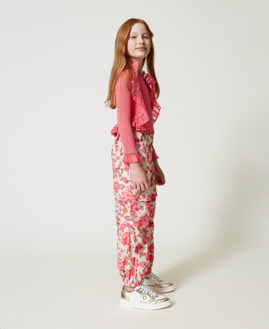 Cardigan with organza flounce