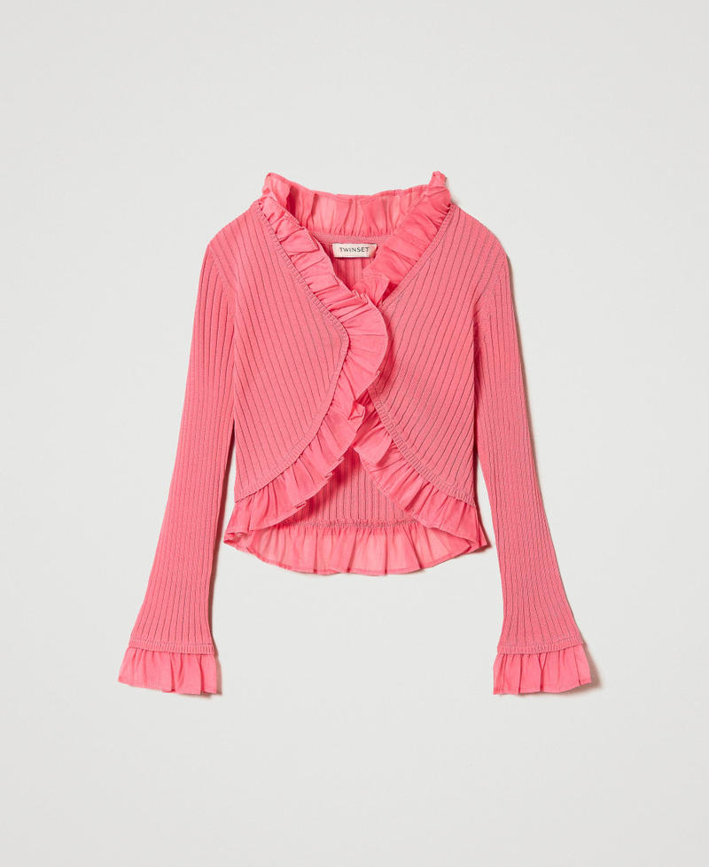 Cardigan with organza flounce