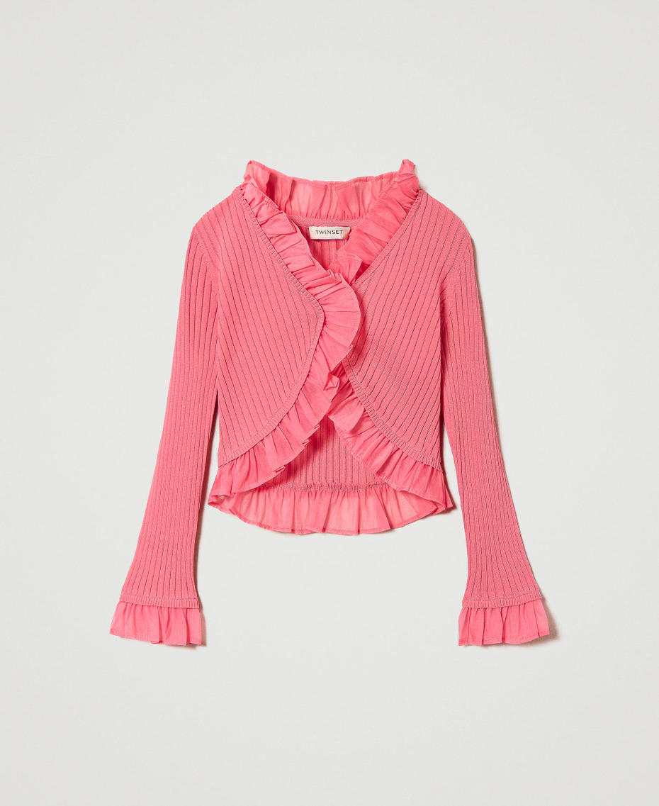 Cardigan with organza flounce