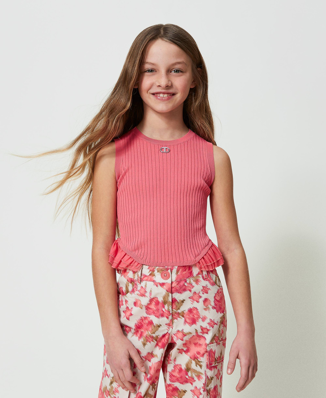 Haut Décontracté Fille Ally B. Rose Taille XL (16) - Manches à Volants, Occasion Très Bon état