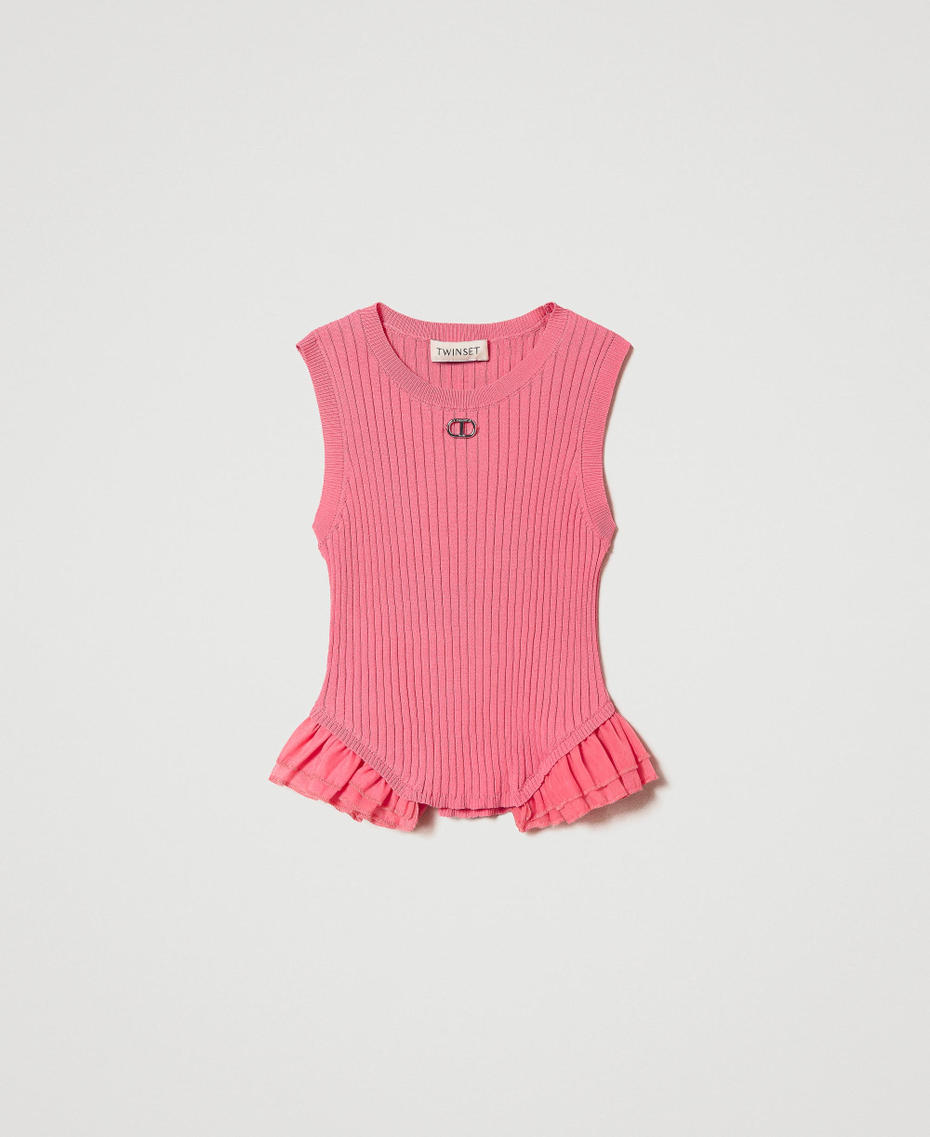 Top with organza flounce "Camellia Rose” Pink Girl 241GJ3024_06211_S0