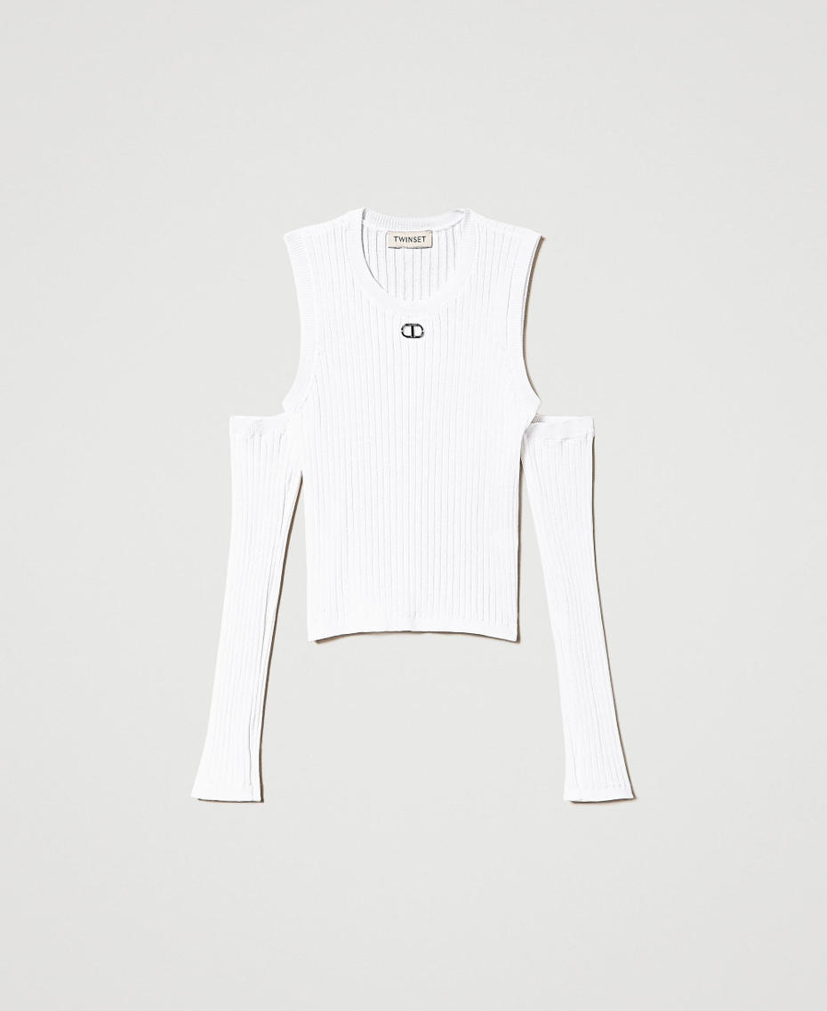 Top côtelé avec manchettes