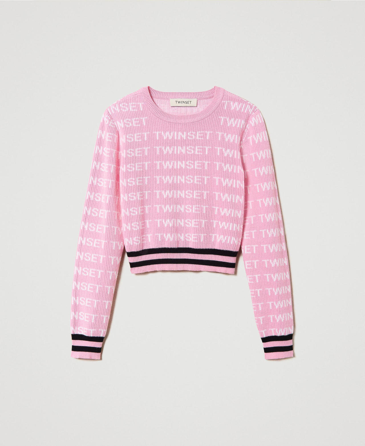 Ribbed jumper with jacquard logo