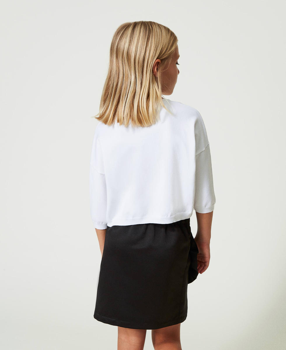 Kastenpullover mit Spitze Lucent White M&auml;dchen 241GJ3QB0_11271_03