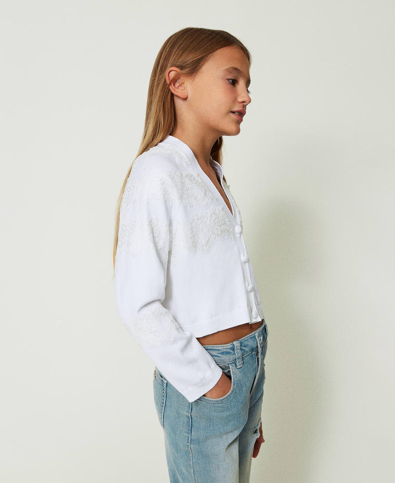 Knit cardigan with lace
