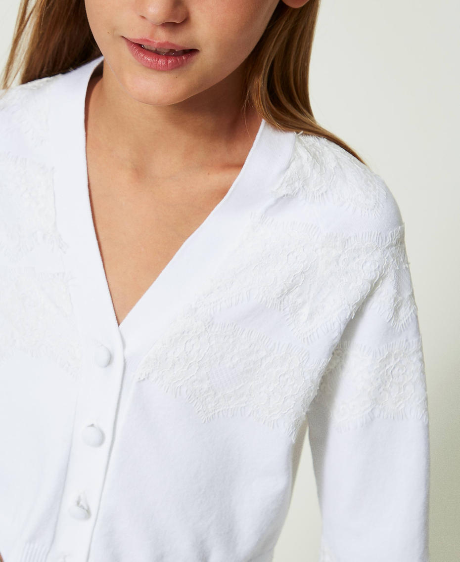 Knit cardigan with lace