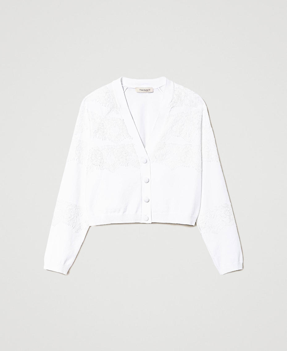 Knit cardigan with lace