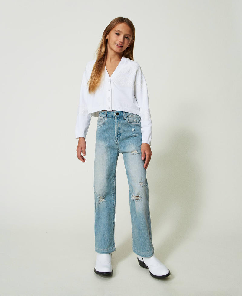 Knit cardigan with lace