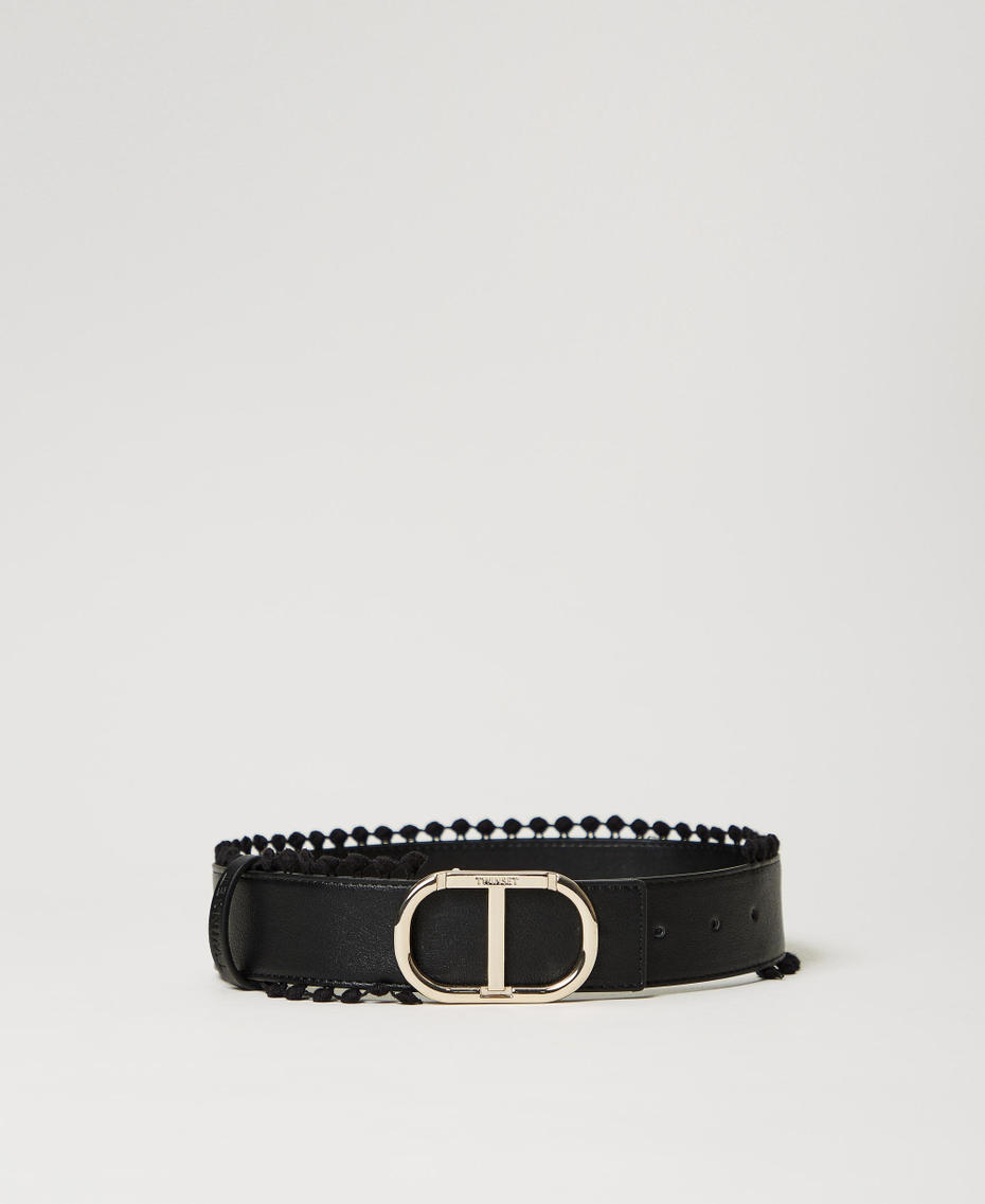 Belt with logo and pompoms Black Girl 241GJ5010-01