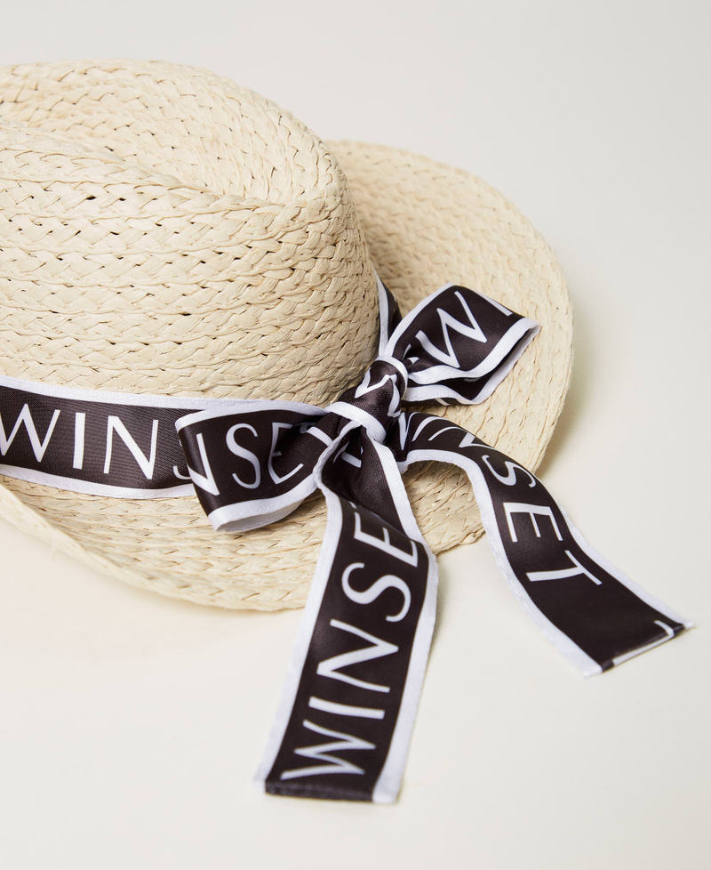 Raffia-like hat with logo