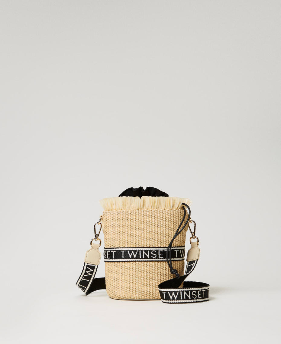 Bucket bag with jacquard logo Straw Girl 241GJ8011-01