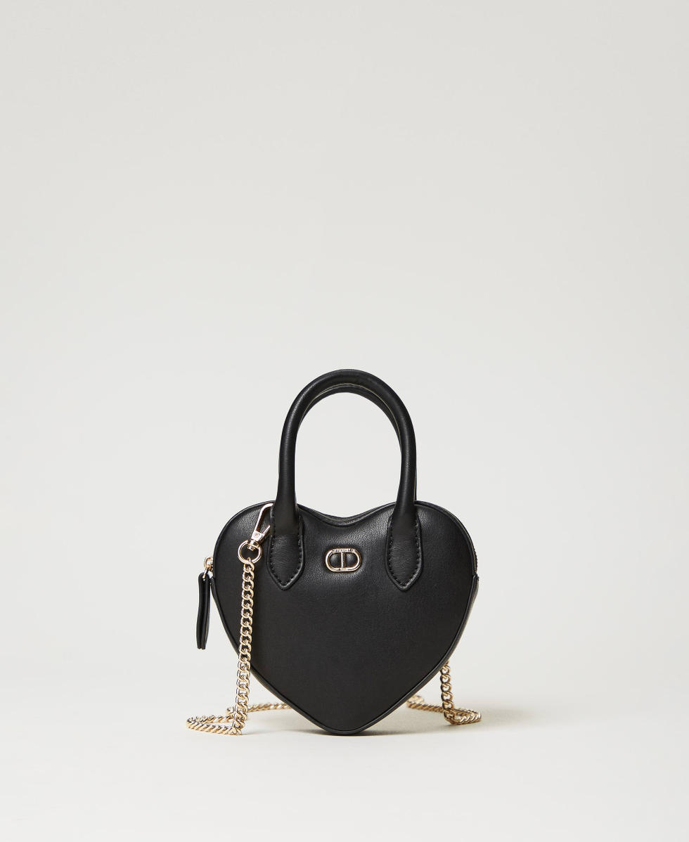 Borsa a tracolla con cuore e logo Bambina Nero TWINSET Milano
