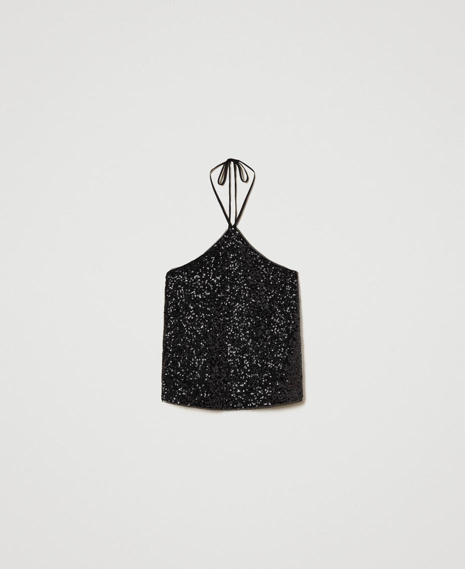 Full sequin halter top Black Woman 241LB21AA_00006_S0