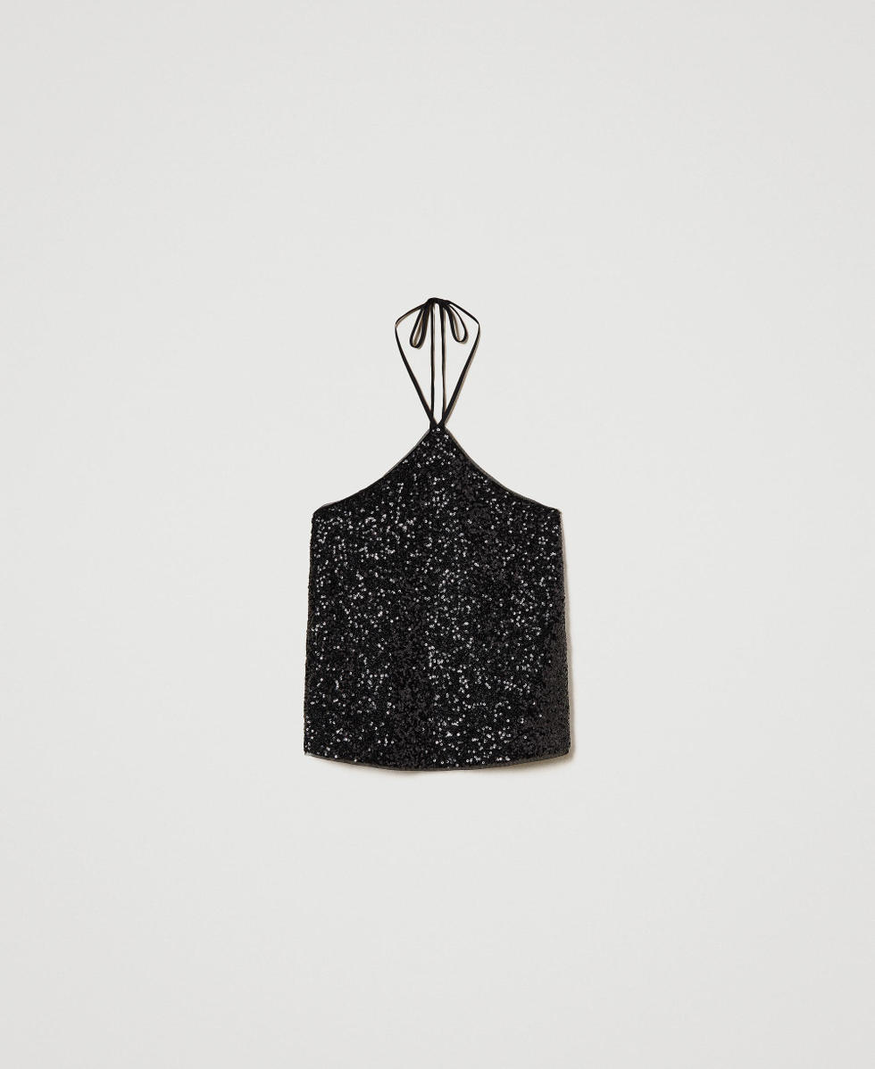 Top halter in full paillettes