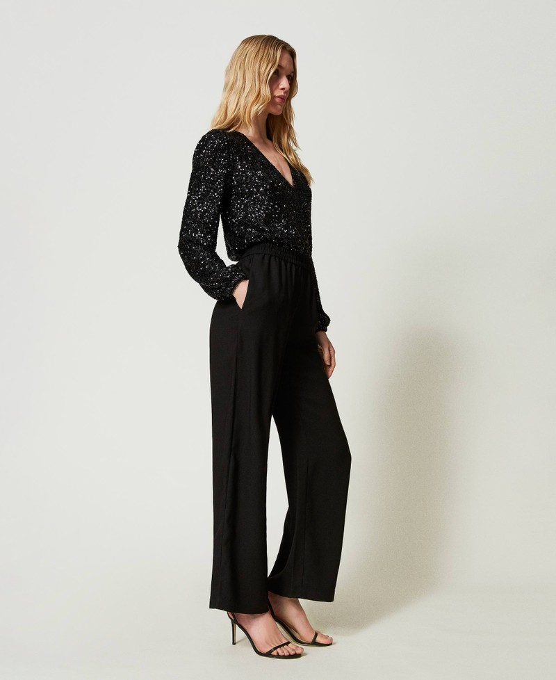 Tuta Da Donna Con Paillettes E Gambe Larghe – Scollo A V, Elegante Per Serate E Feste | Taglie S-2XL, Vari Colori
