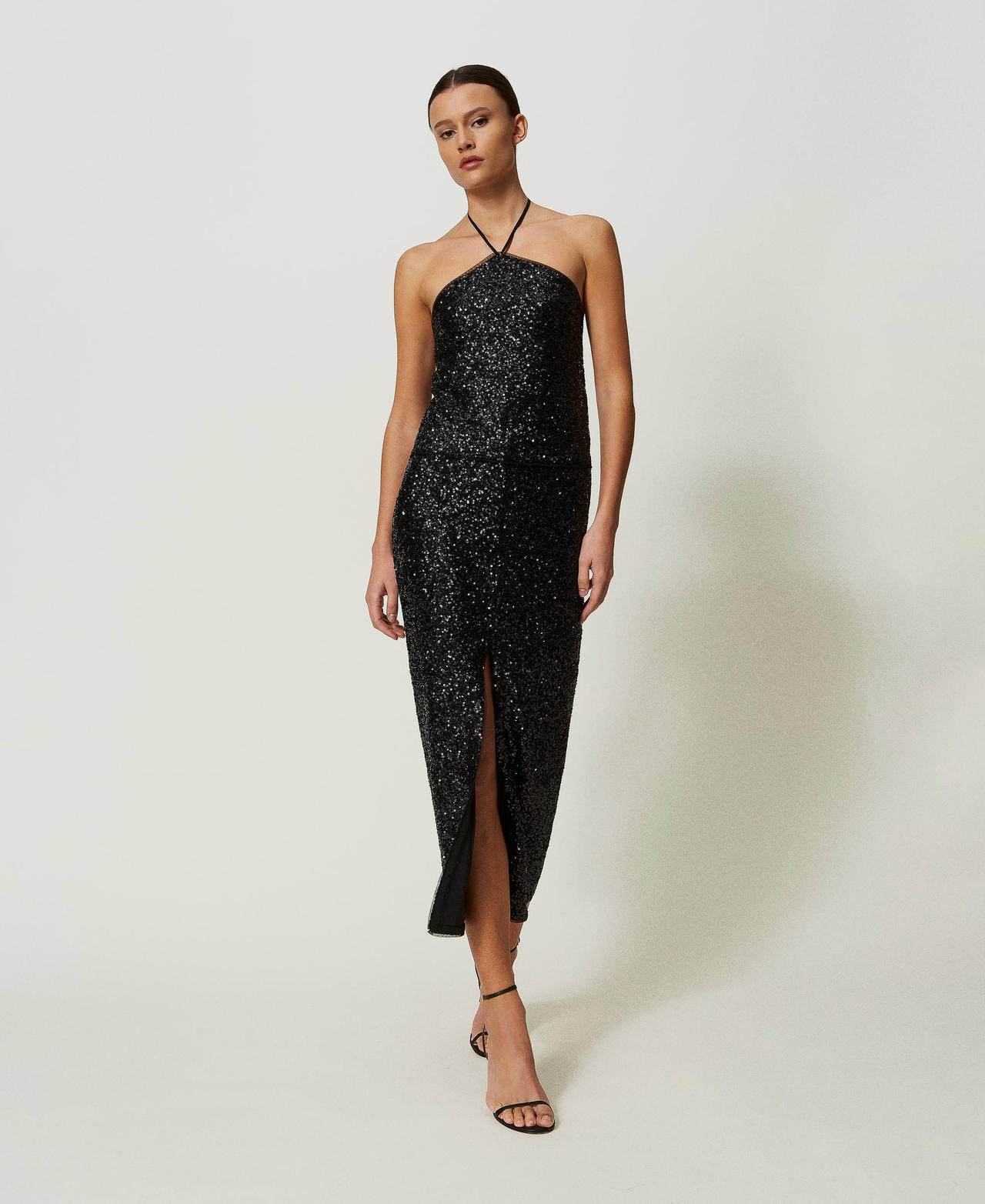 Full sequin long skirt Woman Pink TWINSET Milano