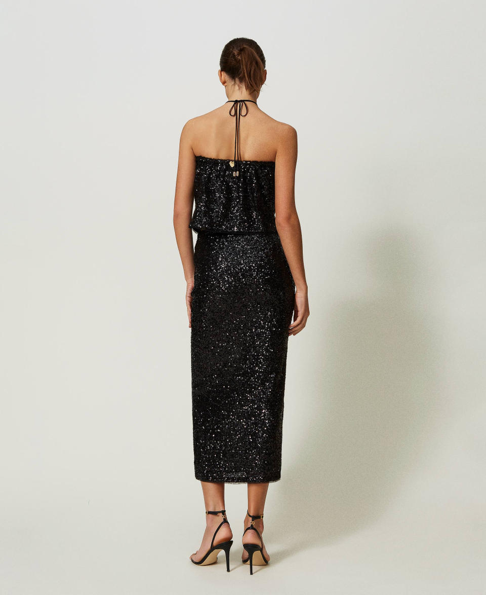 Full sequin long skirt Black Woman 241LB21CC_00006_03