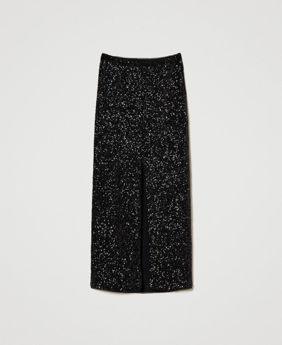 Full sequin long skirt Black Woman 241LB21CC_00006_S0