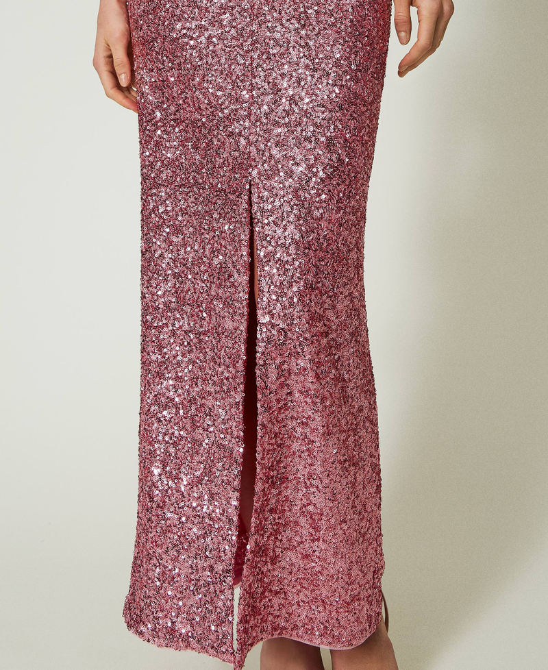Full sequin long skirt "Rose Wine&rdquo; Pink Woman 241LB21CC_11265_04