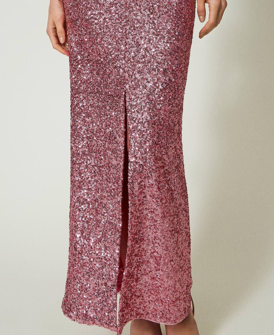 Full sequin long skirt "Rose Wine&rdquo; Pink Woman 241LB21CC_11265_04