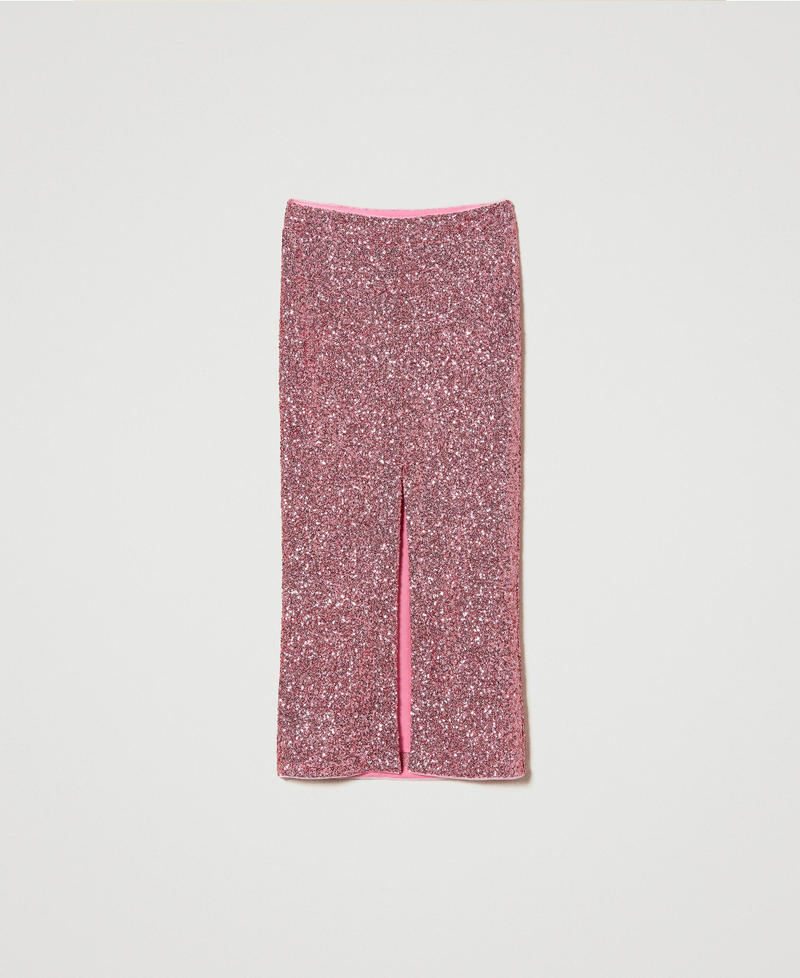 Full sequin long skirt "Rose Wine” Pink Woman 241LB21CC-0S