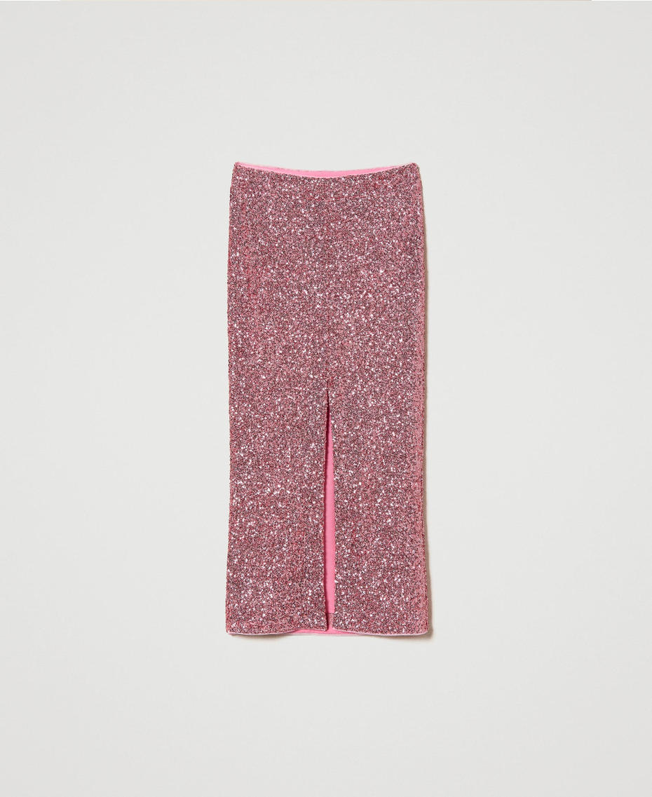 Длинная юбка с пайетками по всей поверхности Розовый "Розовое вино" женщина 241LB21CC-0S
