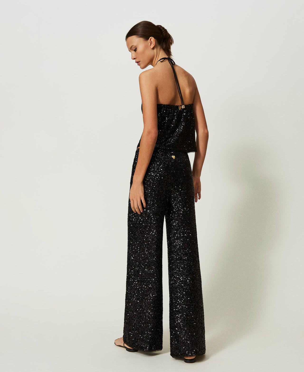Full sequin palazzo trousers
