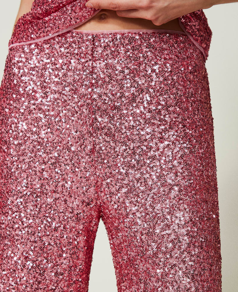 Full sequin palazzo trousers "Rose Wine” Pink Woman 241LB21DD-04