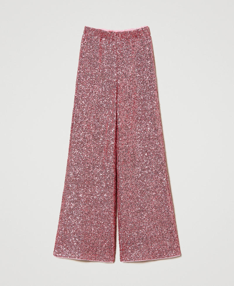 Full sequin palazzo trousers "Rose Wine” Pink Woman 241LB21DD-0S