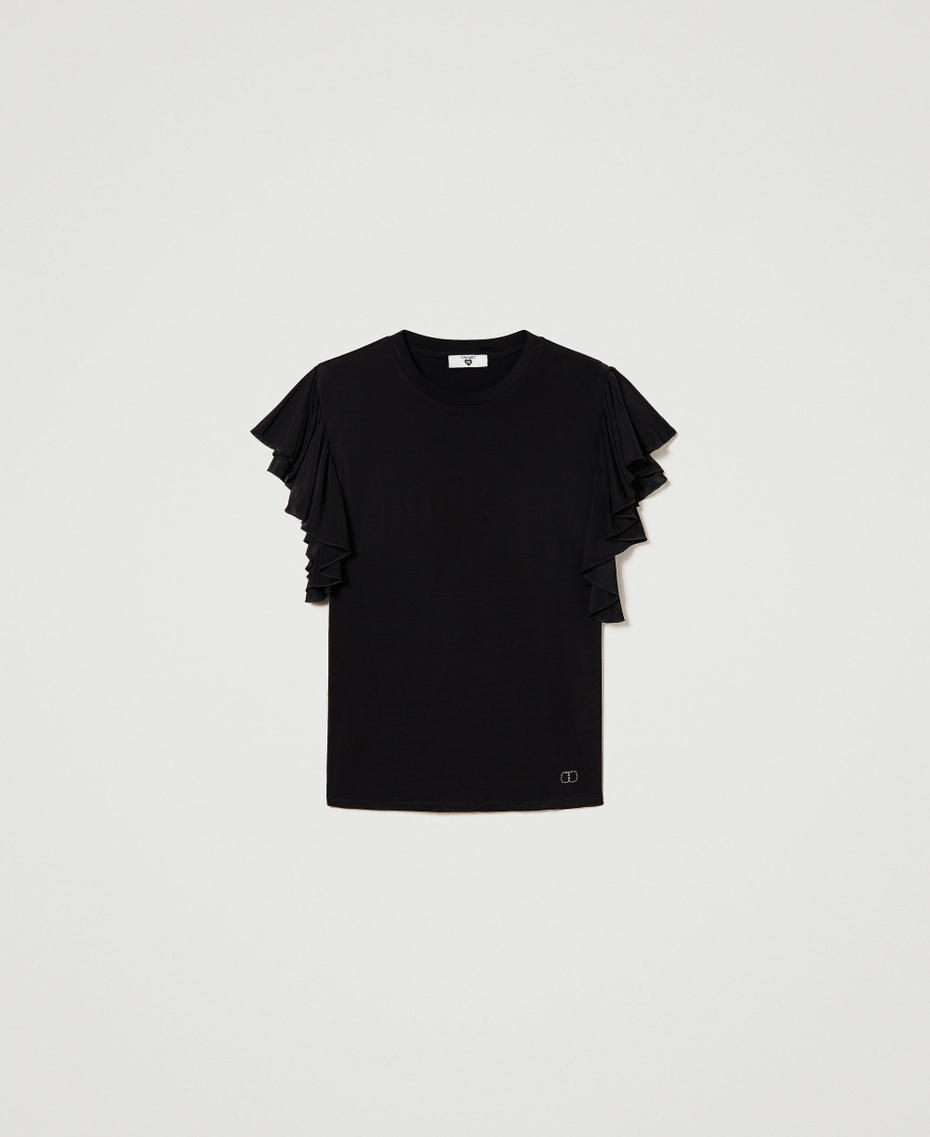 T-shirt with wing sleeves Black Woman 241LB22AA-0S