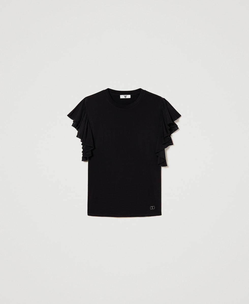 T-shirt con maniche ad aletta