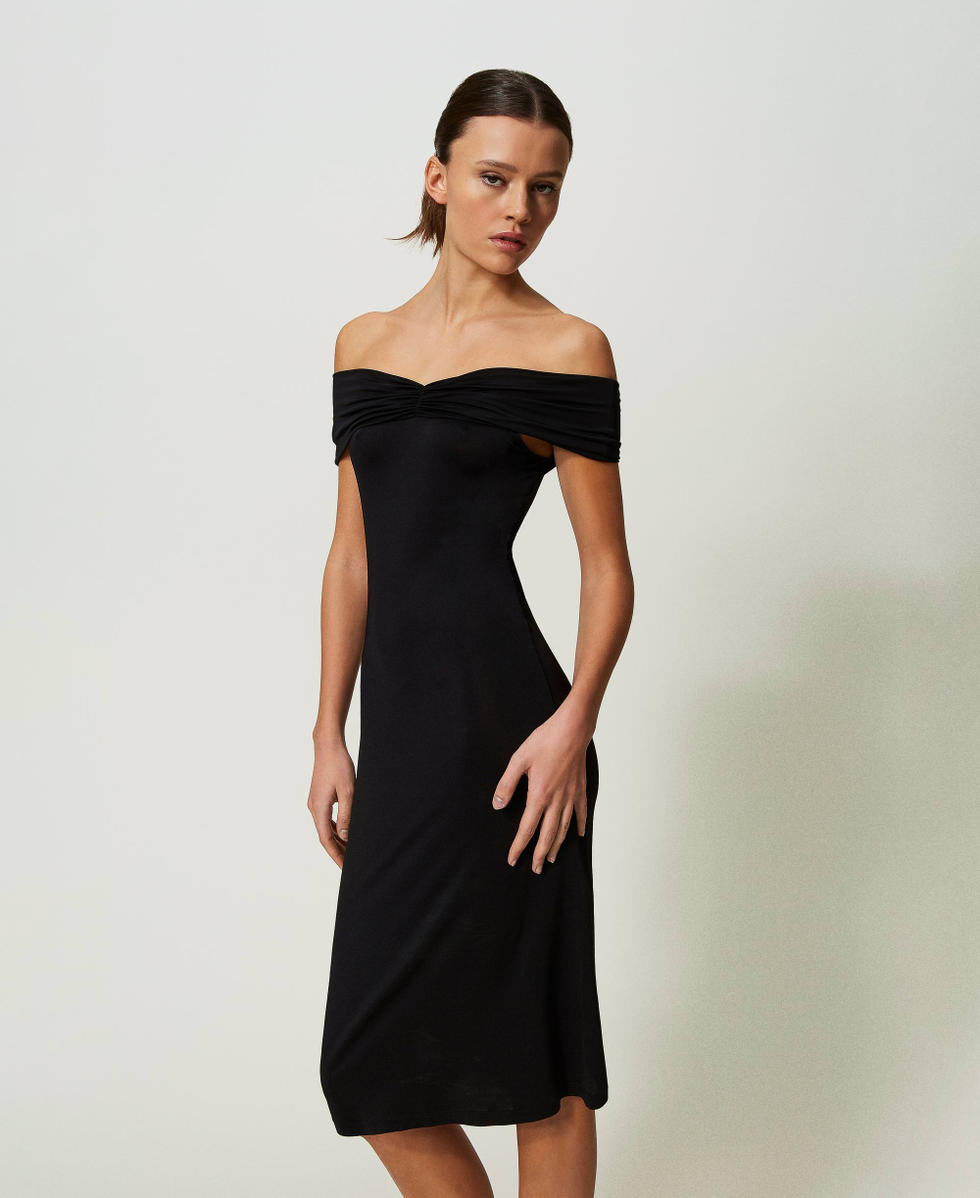 Robe midi avec fronce Femme Noir TWINSET Milano