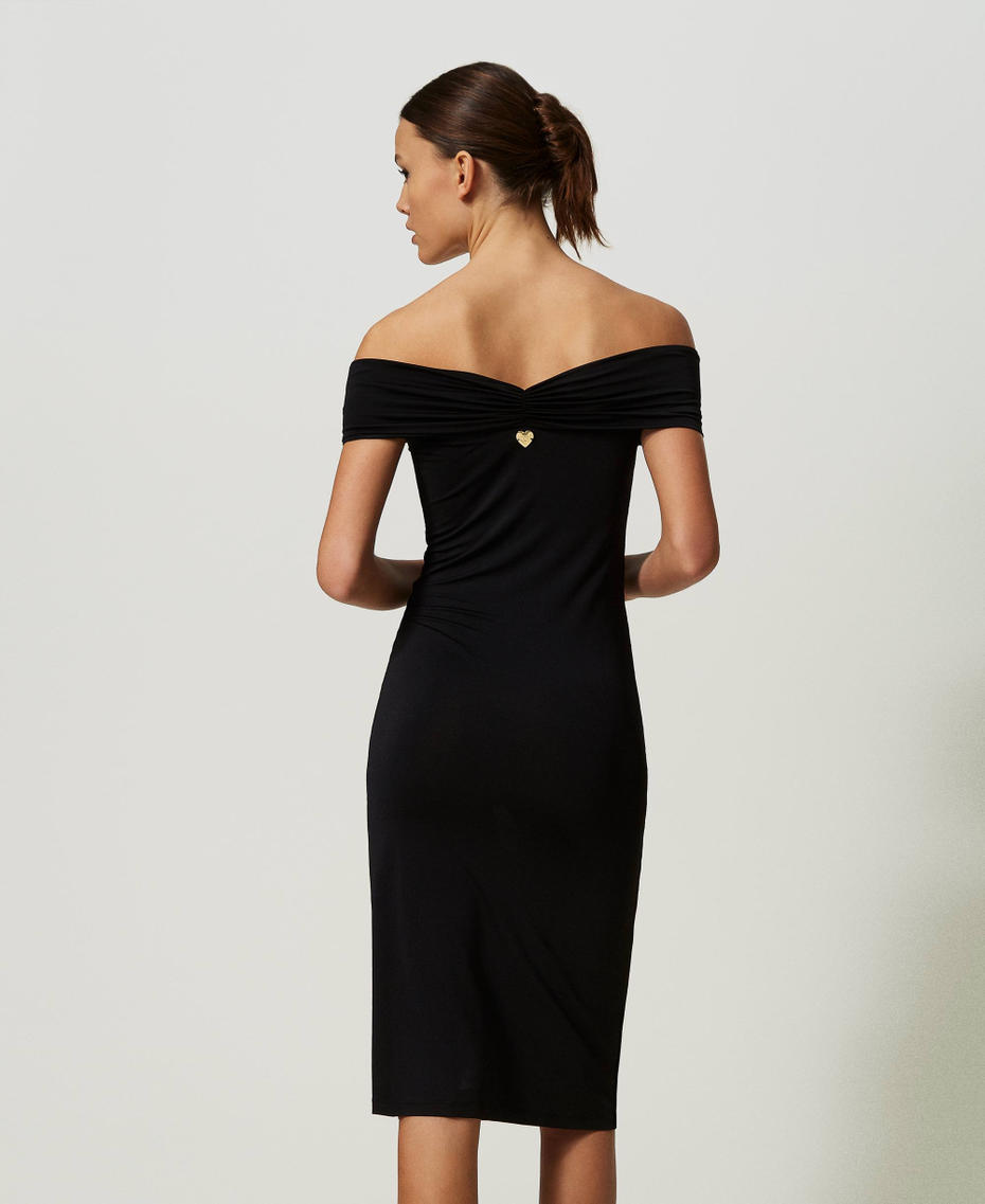 Midi dress with gathering Black Woman 241LB22EE_00006_03