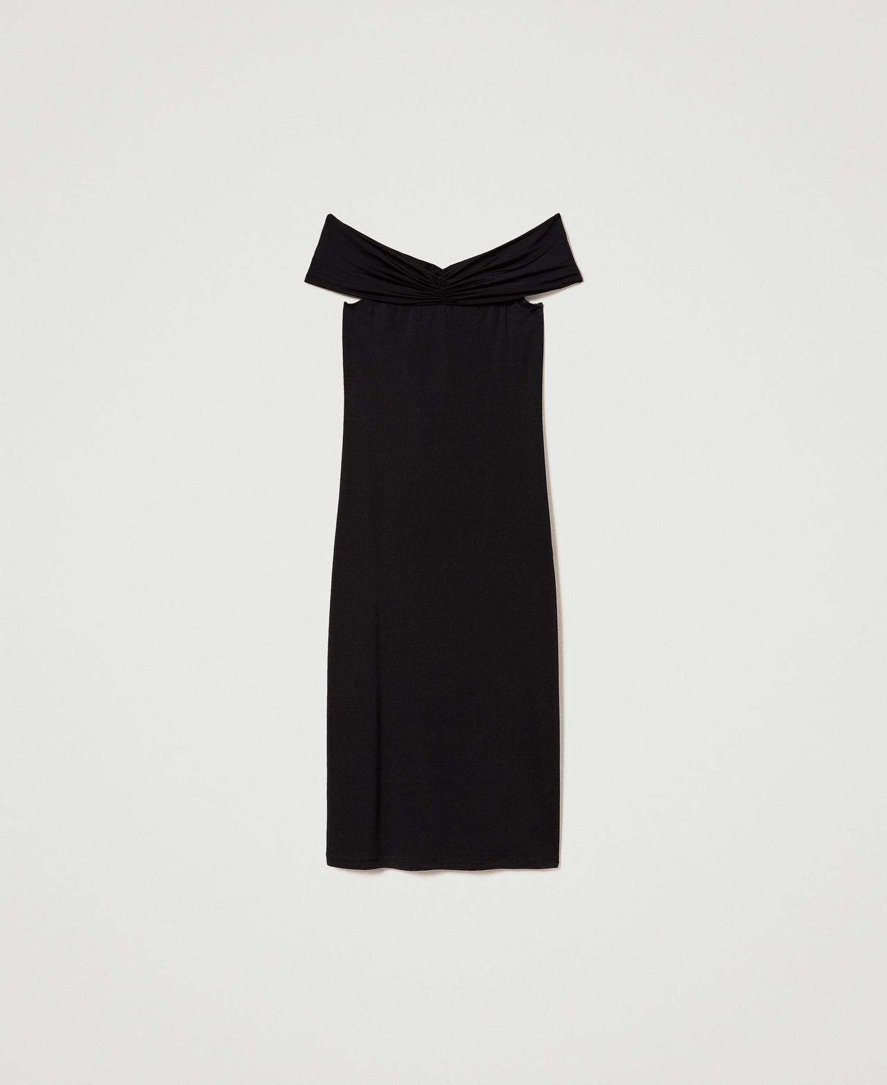 Midi dress with gathering Black Woman 241LB22EE_00006_0S