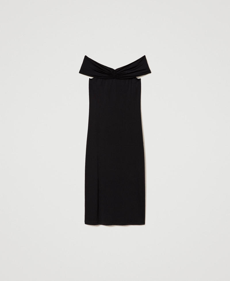 Midi dress with gathering Black Woman 241LB22EE_00006_0S