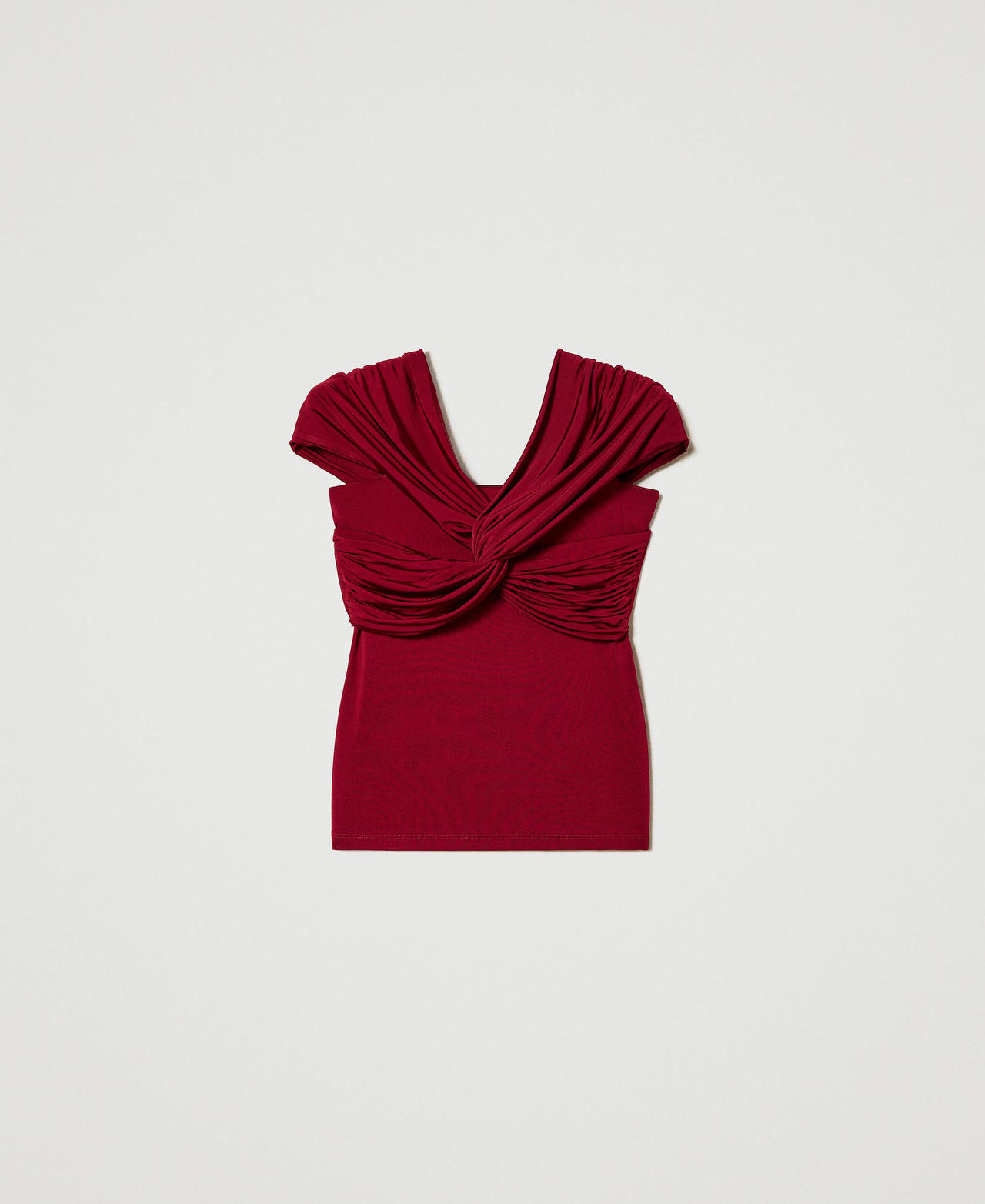 Top ceñido drapeado Rojo "Grenade" Mujer 241LB22GG-0S