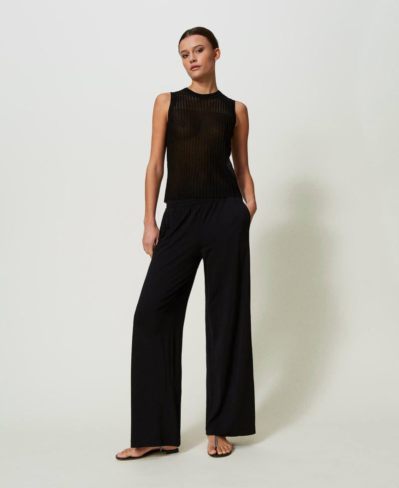 Palazzo trousers with pockets Black Woman 241LB22HH-01