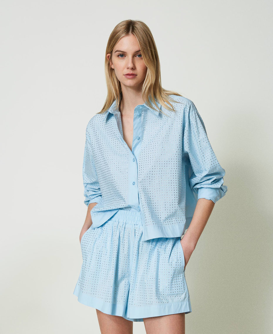 Camicia in popeline con strass