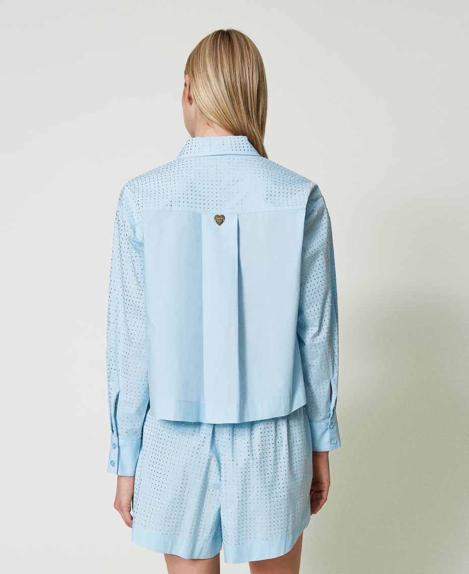 Camicia in popeline con strass